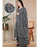 Moms Ever Cotton Woven Three Fourth Sleeves Floral Printed Maternity Kurti With Side Nursing Access & Pant With Dupatta Set - Black