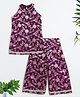 The Magic Wand Woven Sleeveless Floral Printed Gota Lace Embellished Incut Kurti & Palazzo Set - Wine