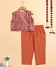The Magic Wand Woven Sleeveless Floral Foil Printed Top & Pants Set - Peach