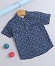 The Magic Wand Cotton Woven Half Sleeves Block Printed Shirt - Navy Blue