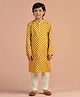KISAH Cotton Woven Full Sleeves Abstract Motifs  Printed Kurta Pyjama Set - Yellow