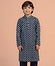 KISAH Cotton Woven Full Sleeves Abstract Motifs Printed Kurta - Blue