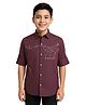 CAVIO Cotton Woven Full Sleeves The World Is Yours Text Embroidered Shirt - Maroon