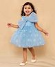 Lagorii Net Woven Sleeveless Floral & Bow Applique Detailed Dress - Blue
