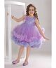 Lagorii Net Knit Sleeveless Floral Applique & Ruffle Detailed Sequins Embellished Layered Dress - Lavender