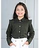 Cutiekins Woven Full Sleeves Frill Detailed Striped Top - Rifle Green & Navy Blue