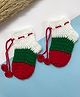 Little Peas Christmas Theme Colour Blocked Crochet Socks - Red Dark Green & White