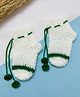 Little Peas Christmas Theme Tassel Embellished Striped Crochet Socks - White & Dark Green