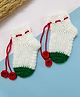 Little Peas Christmas Theme Tassel Embellished Colour Blocked Crochet Socks - White & Dark Green