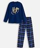 Nap Chief Pure Cotton Knit Warner Bros Featuring Full Sleeves Harry Potter Printed Night Suit Set - Navy Blue
