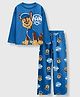 Nap Chief Pure Cotton Knit Paw Patrol Featuring Full Sleeves Chase Printed Night Suit Set - Blue