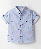 Dew Drops Cotton Woven Half Sleeves Printed Shirt - Light Blue