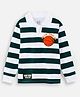 Nap Chief Pure Cotton Knit Full Sleeves Striped Basketball Patch Detailed Light Winter Sweatshirt - Green