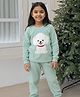 Nap Chief Knit Full Sleeves Cute Dog Patch Detailed Night Suit Set - Light Green