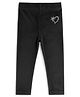 Lil Lollipop Knit Stone Heart Embellished Leggings - Black