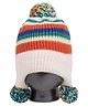 Tipy Tipy Tap Striped & Pom Pom Embellished Cap - White & Multi Colour - Circumference 36 Cm