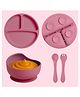 Bebe Burp Silicone Baby Feeding Set- (4 Pcs,  6+ Months, Pink)