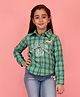 Cutecumber Woven Full Sleeves Checked California Text Printed Shirt - Green