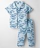 Evimo Single Jersey Knit Half Sleeves Co-ords Night Suit With Vehicle Print - Light Blue