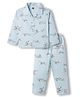 Evimo Single Jersey Knit Full Sleeves Co-ords Night Suit With Aeroplane Print - Light Blue