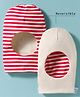 Ben Benny Interlock Knit Reversible Monkey Cap with Stripes Red & White - Diameter 8.5 cm