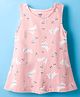 Simply Cotton Lycra Knit Sleeveless Frock with Bunny Print - Pink