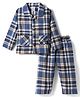 Ollypop Textile Woven Full Sleeves Shirt & Pyjama Checks Co-ord Night Suit - Blue