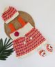 Woonie Handknitted Sleeveless Floral Applique Detailed Dress With Cap & Booties Set - Orange