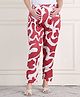Moms Maternity Cotton Woven Mid Rise Abstract Printed Maternity Trousers - Red