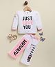 Annie Kids 100% Lyocell Knit Full Sleeves Just Love You Text Printed Top & Palazzo Set - Pink
