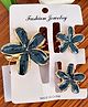 Radhya accessories Set Of 3 Floral Designed Hair Claw Clips - Black