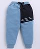CUTOPIES Cotton Knit Colour Blocked Typography Printed Track Pants - Blue