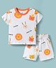 Doodle Poodle 100% Cotton Knit Half Sleeves Jungle Theme Printed Co-Ords T-shirt & Shorts Night Suit - White