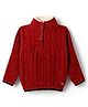 Yellow Apple Knit Full Sleeves Pullover Sweater With Cable Knit Design - Red