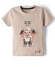 Little Darlings Sinker Knit Half Sleeves Elephant Printed T-Shirt - Beige
