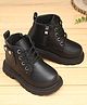 KIDLINGSS Pocket Applique Detailed Lace Up Boots - Black