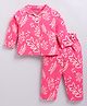 Snuggly MONKEY Cotton Jersey Knit Full Sleeves Leaf Printed Coordinating Night Suit Set - Pink