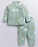 Snuggly MONKEY Poplin Woven Full Sleeves Elephant Printed Night Suit Set - Mint