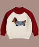 Little Surprise Box Knit Full Raglan Sleeves Dachshund Designed Sweater - Cream