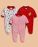 Wonderchild Pack Of 3 Full Sleeves Fruits Printed & Striped Sleepsuit - Red