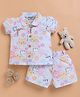 Wonderchild Half Sleeves Rainbow & Cats Printed Coordinating Shirt & Shorts Set - Blue