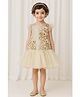 A Little Fable Woven Cap Sleeves Floral Embellished Dress - Beige