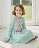 A Little Fable Woven Full Sleeves Floral Applique Detailed Dress -  Blue