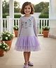 A Little Fable Knit Full Sleeves Sea Life Designed Sequins Embellished Dress - Lavender
