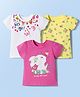Doodle Poodle 100% Cotton Knit Half Sleeves T-Shirts With Bunny & Floral Print Pack of 3 - Yellow Pink & White