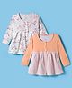 OHMS Single Jersey Knit Full Sleeves Frocks With Stripes & Floral Print Pack of 2 - Multicolor