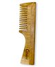 Cursive Kacchi Neem Wooden Comb With Handle for Boys & Girls -Pack of 1