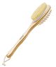 Cursive Bamboo Wooden Bath Brush With Long Handle , Dual Side Bristles  For Boady Scrubbing - Pack of 1
