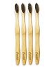 Cursive Bamboo Wooden Tooth Brush With Charcol Bristles -Pack of 4