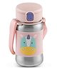 JAYPEE Lil Buds Baby Sipper Bottle for Kids |Food Grade Inner Stainless Steel with Straw|Better Grip with Silicone Cladding|Adjustable Strap for Easy Carry|Drinking Sipper, Pink-350 ml